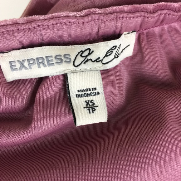 EXPRESS 111 Crop Top Mauve Crushed Velvet Double Layer  XS - Picture 8 of 10